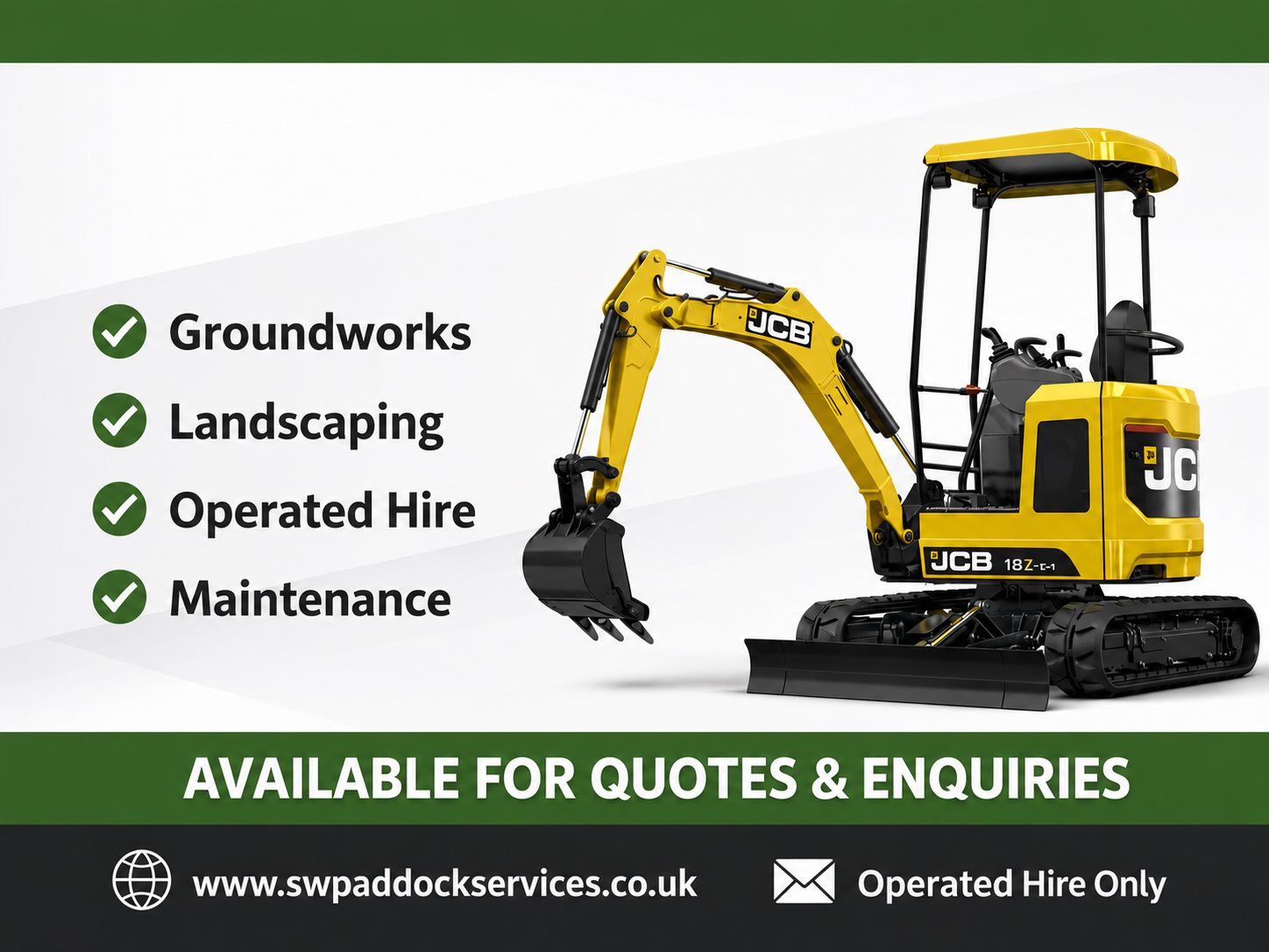 Operated digger working on land